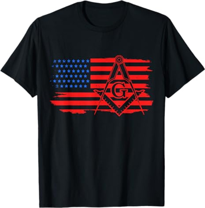 Mason Masonic US Flag Square T-Shirt