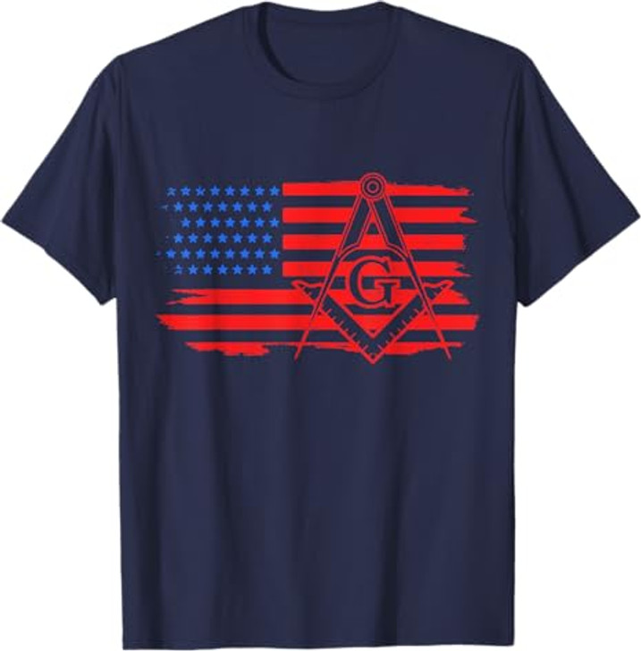 Mason Masonic US Flag Square T-Shirt