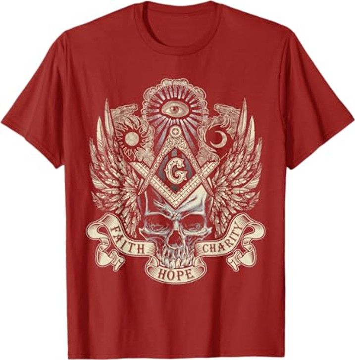 Masonic Skull God's Eye Faith Hope Charity Fathers Christmas T-Shirt