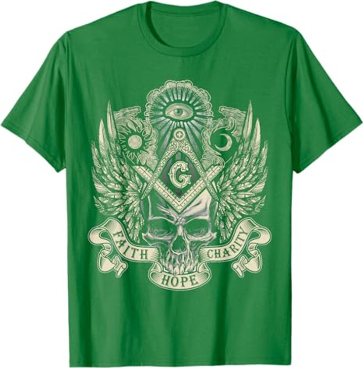 Masonic Skull God's Eye Faith Hope Charity Fathers Christmas T-Shirt