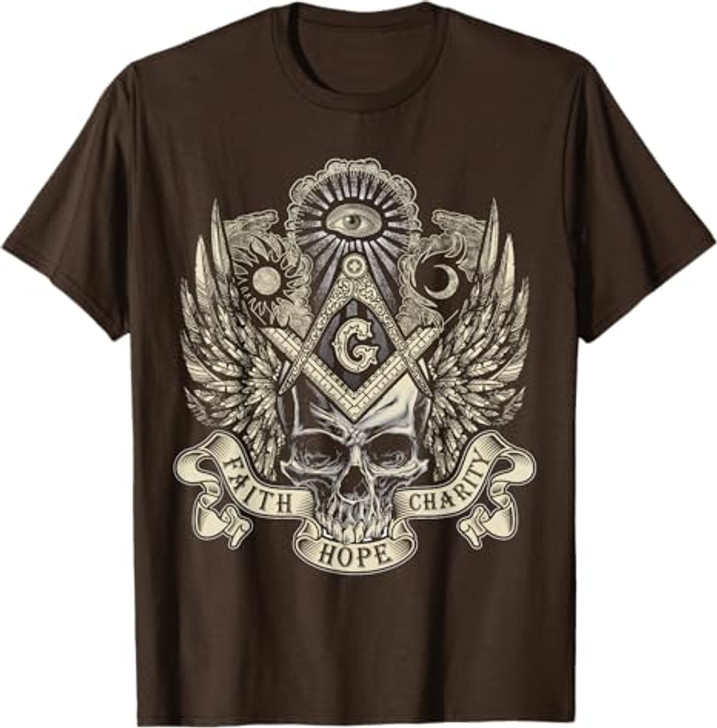 Masonic Skull God's Eye Faith Hope Charity Fathers Christmas T-Shirt
