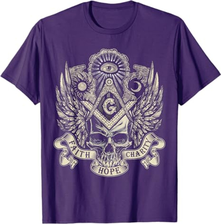 Masonic Skull God's Eye Faith Hope Charity Fathers Christmas T-Shirt