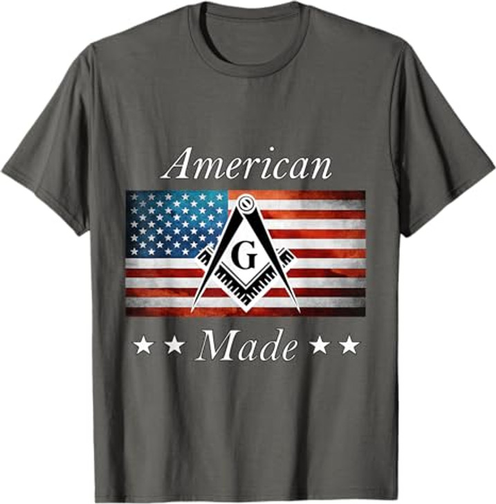 American Made Masonic USA Flag Square Compass Freemason T-Shirt