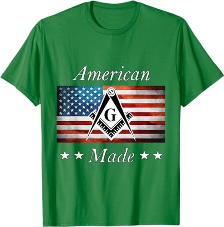 American Made Masonic USA Flag Square Compass Freemason T-Shirt