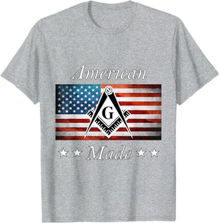 American Made Masonic USA Flag Square Compass Freemason T-Shirt