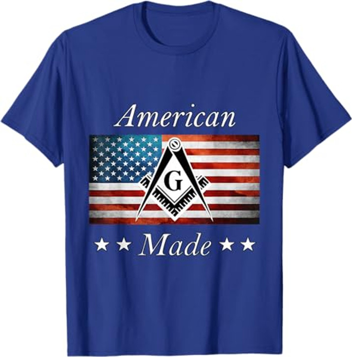 American Made Masonic USA Flag Square Compass Freemason T-Shirt