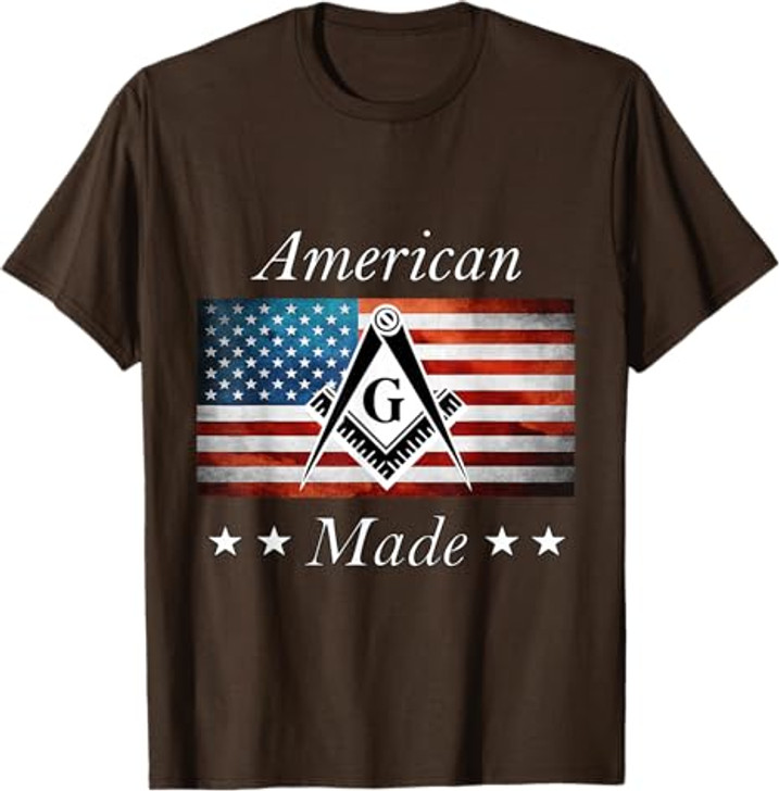 American Made Masonic USA Flag Square Compass Freemason T-Shirt