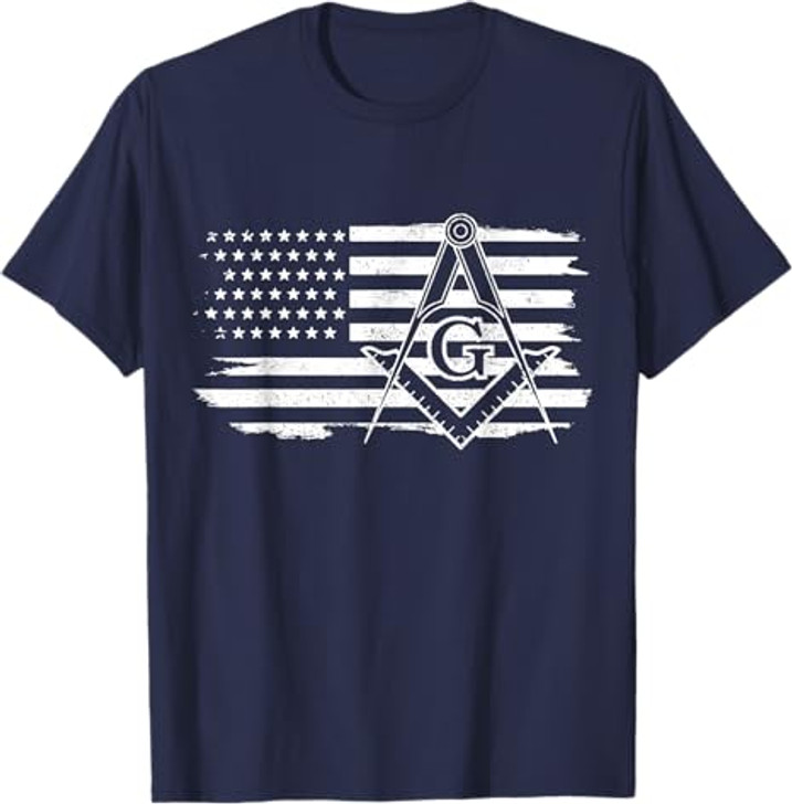 Mason Square & Compass Masonic US Flag Freemason Shriner T-Shirt