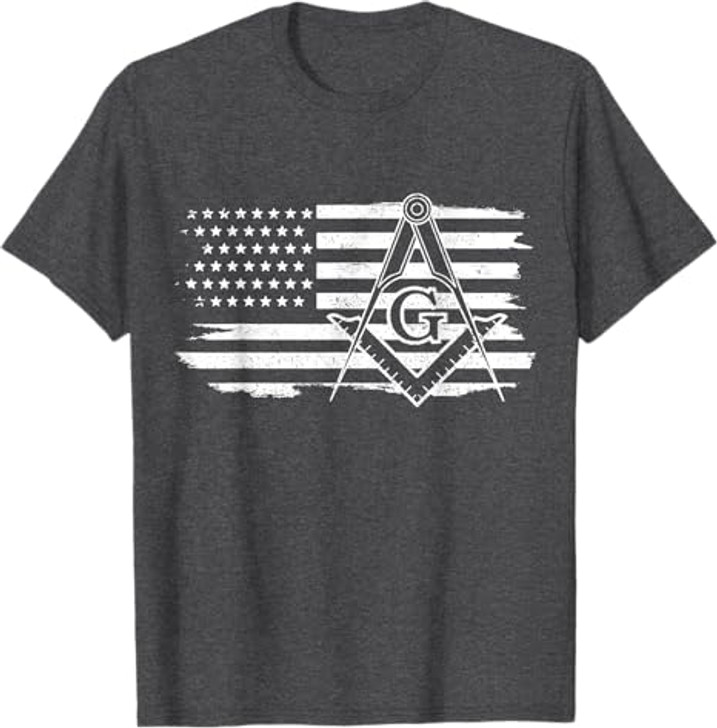 Mason Square & Compass Masonic US Flag Freemason Shriner T-Shirt