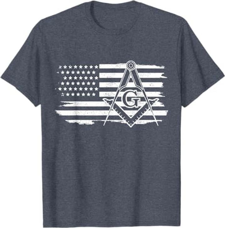 Mason Square & Compass Masonic US Flag Freemason Shriner T-Shirt