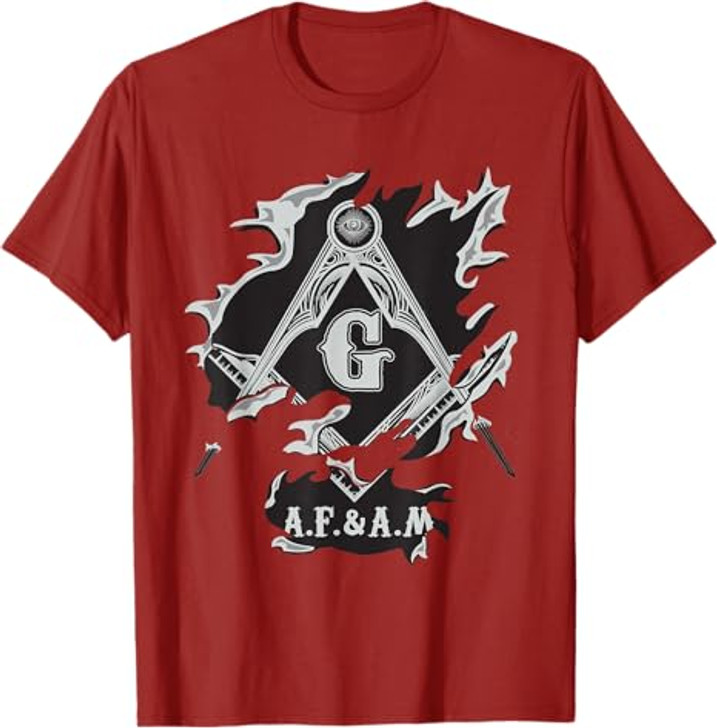 Masons AF&AM Torn Ripped Skin Symbol Masonic Father's Day T-Shirt