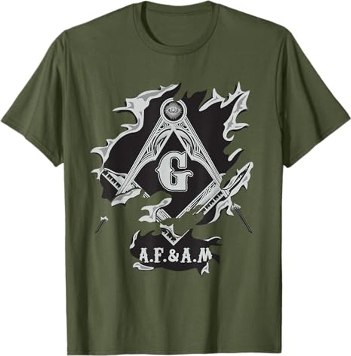 Masons AF&AM Torn Ripped Skin Symbol Masonic Father's Day T-Shirt