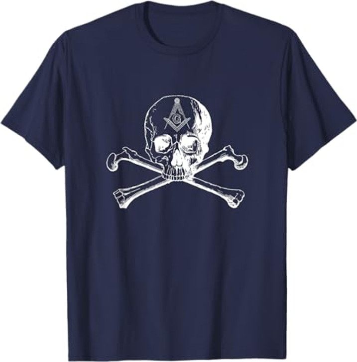 Masonic skull and bones square compass symbol - Freemason T-Shirt