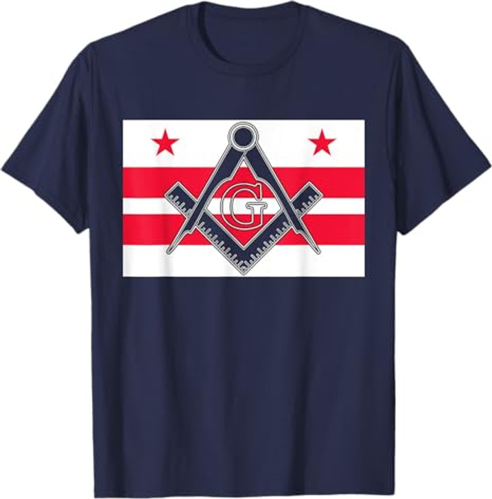Washington DC State Flag Masonic Square & Compass Freemason T-Shirt