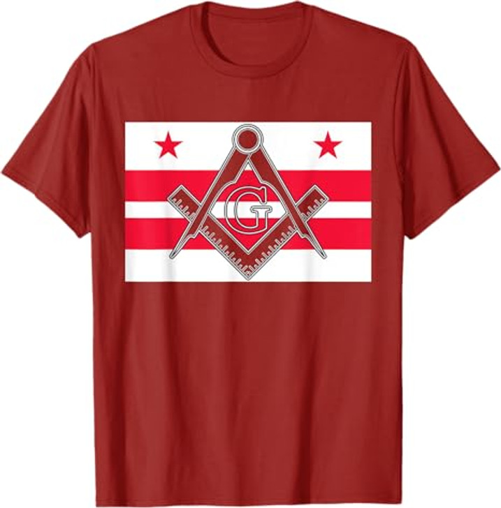 Washington DC State Flag Masonic Square & Compass Freemason T-Shirt