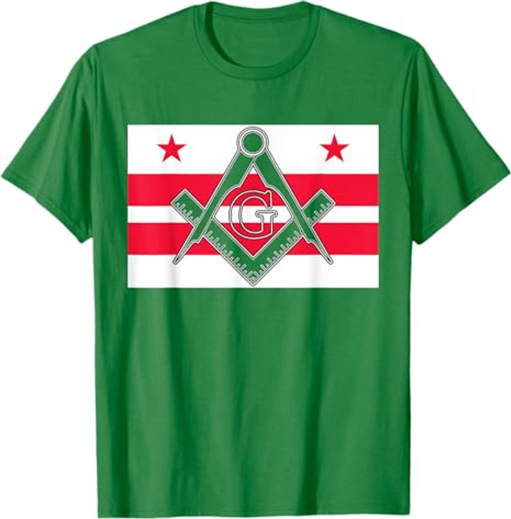 Washington DC State Flag Masonic Square & Compass Freemason T-Shirt