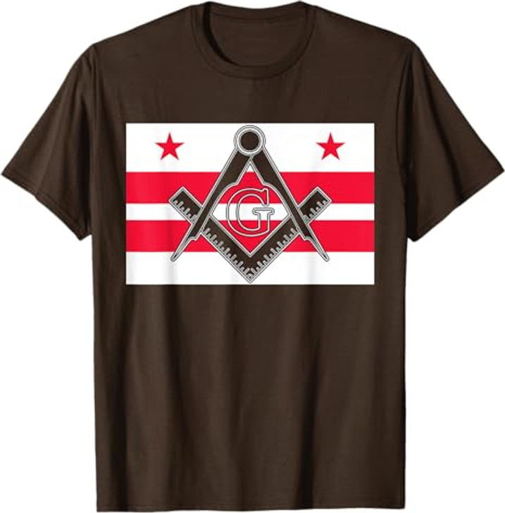 Washington DC State Flag Masonic Square & Compass Freemason T-Shirt