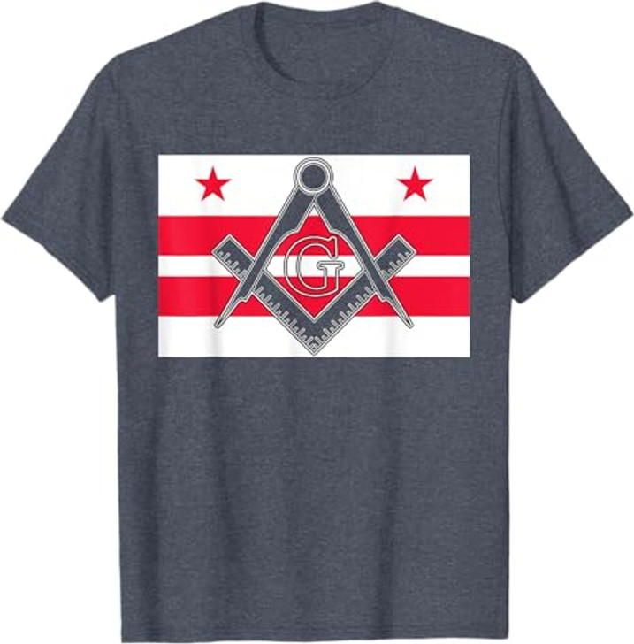 Washington DC State Flag Masonic Square & Compass Freemason T-Shirt