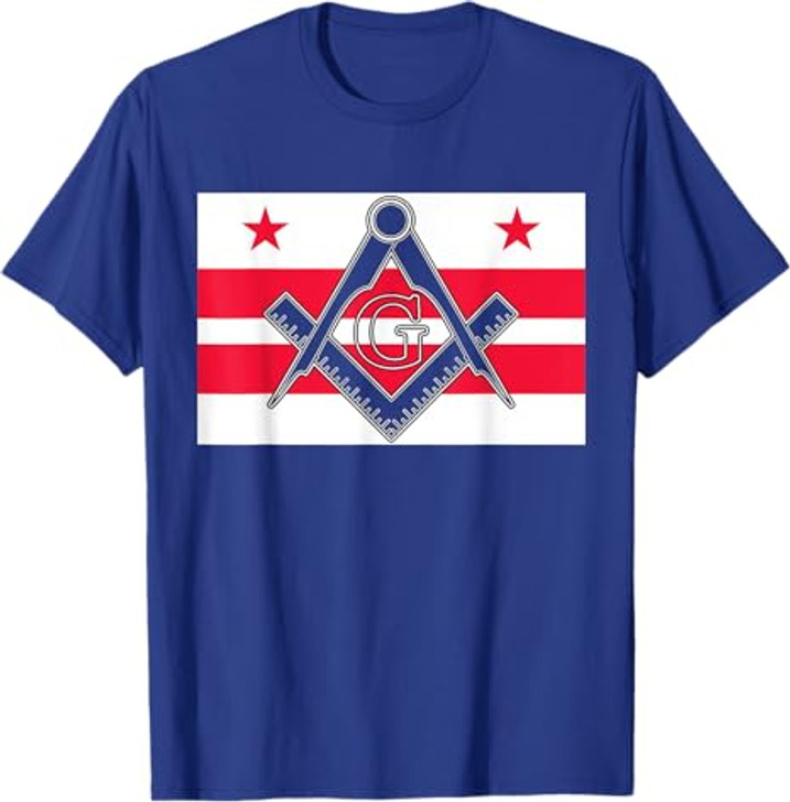 Washington DC State Flag Masonic Square & Compass Freemason T-Shirt