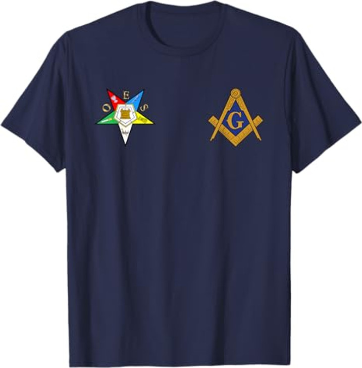 OES Mason Split Masonic Order Eastern Star Blue T-Shirt