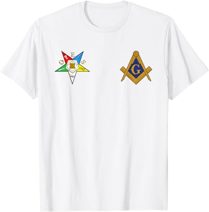 OES Mason Split Masonic Order Eastern Star Blue T-Shirt