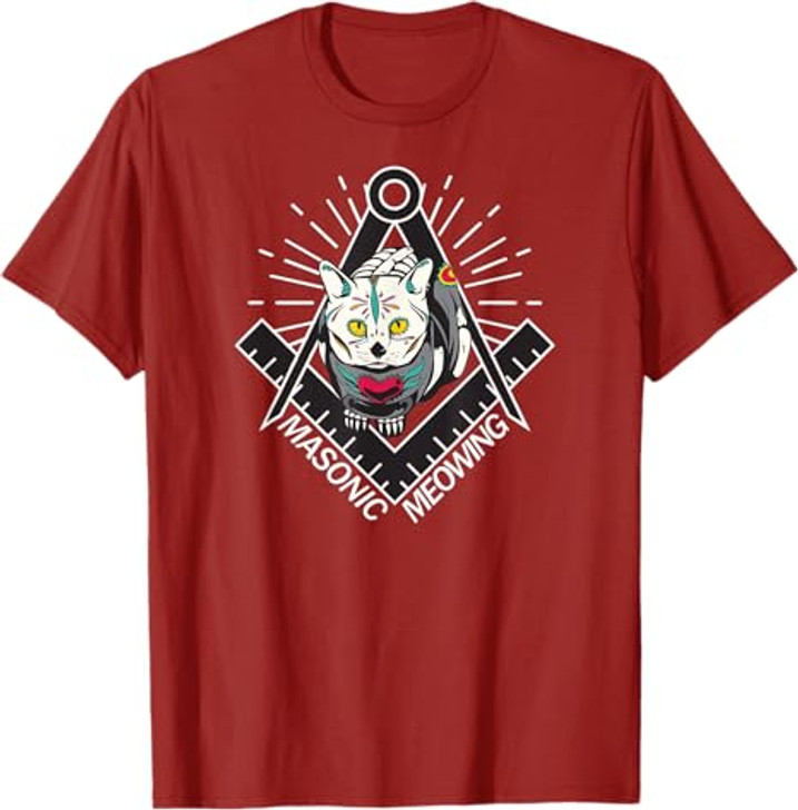 Cute Masonic Meowing Cat freemason mason esoteric spiritual T-Shirt