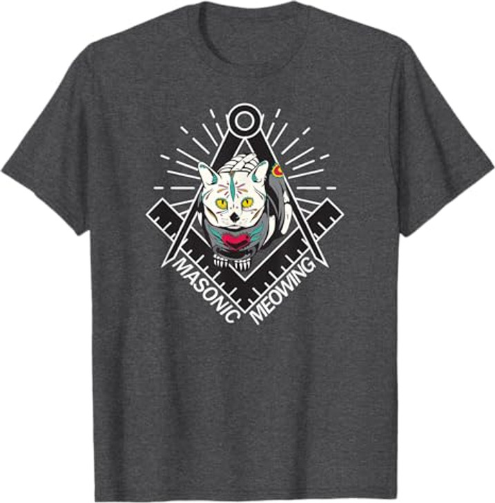 Cute Masonic Meowing Cat freemason mason esoteric spiritual T-Shirt