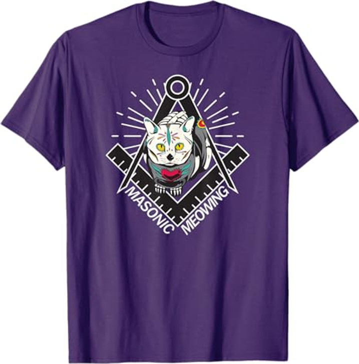 Cute Masonic Meowing Cat freemason mason esoteric spiritual T-Shirt