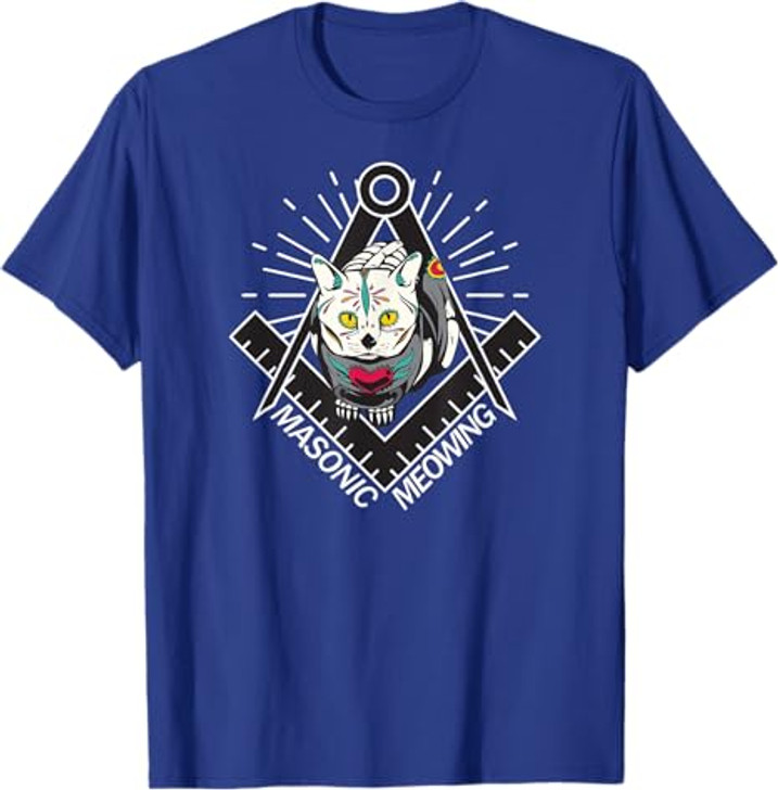 Cute Masonic Meowing Cat freemason mason esoteric spiritual T-Shirt