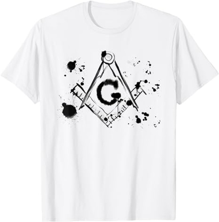 Freemason square & compass Masonic paint splat T-Shirt
