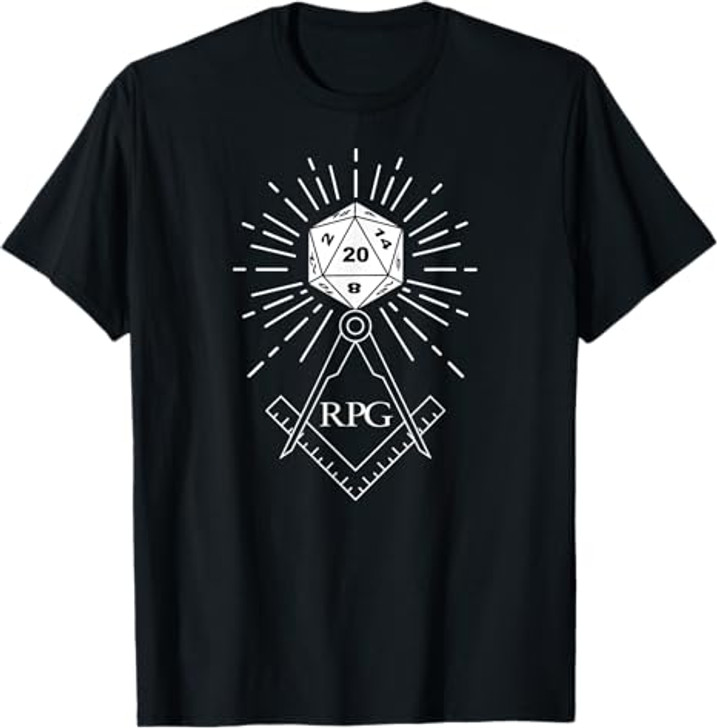 RPG Dice Boardgame Freemason D20 Masonic Cube Maker Templar T-Shirt