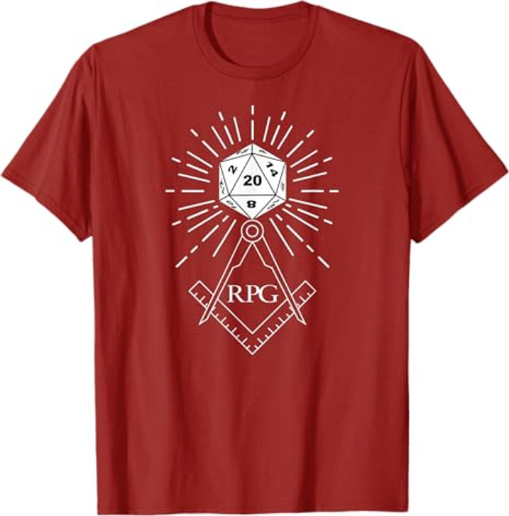 RPG Dice Boardgame Freemason D20 Masonic Cube Maker Templar T-Shirt