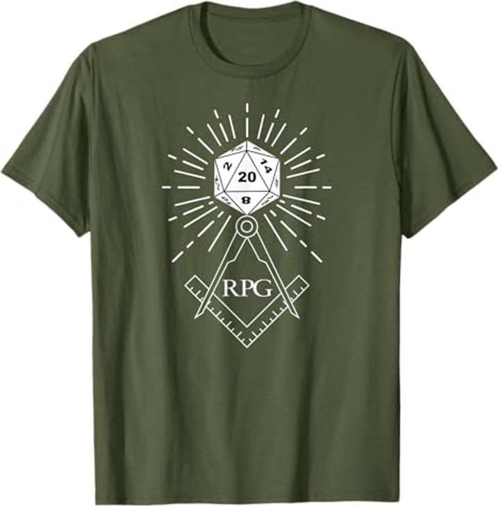 RPG Dice Boardgame Freemason D20 Masonic Cube Maker Templar T-Shirt
