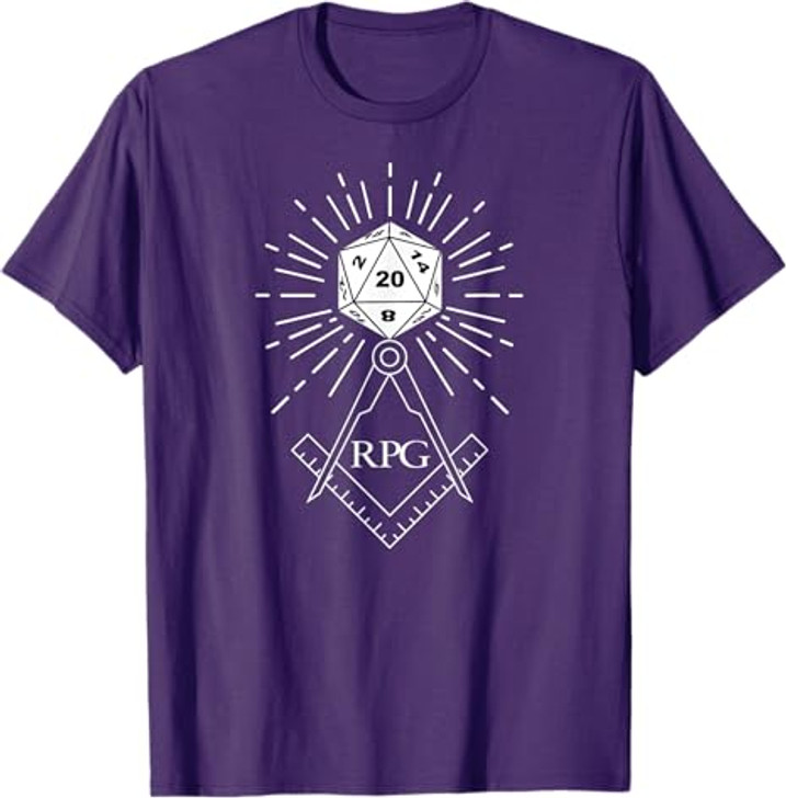 RPG Dice Boardgame Freemason D20 Masonic Cube Maker Templar T-Shirt