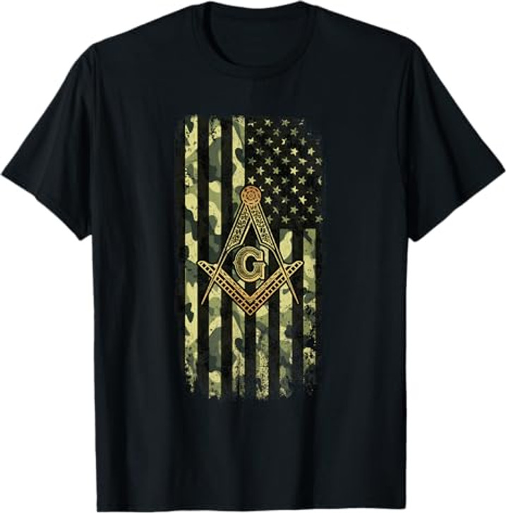 Masonic Camo American Flag - Freemason T-Shirt