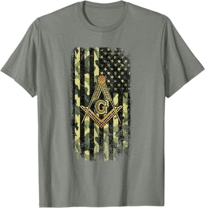 Masonic Camo American Flag - Freemason T-Shirt