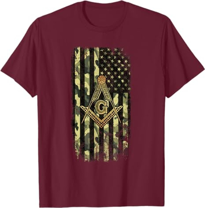 Masonic Camo American Flag - Freemason T-Shirt