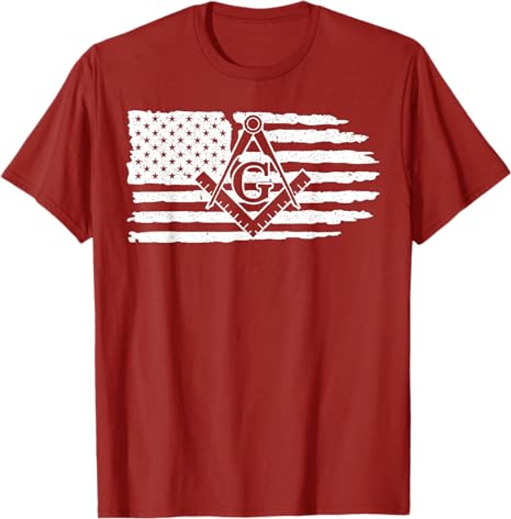Freemason Masonic Fraternal Freemasonry USA Flag America T-Shirt
