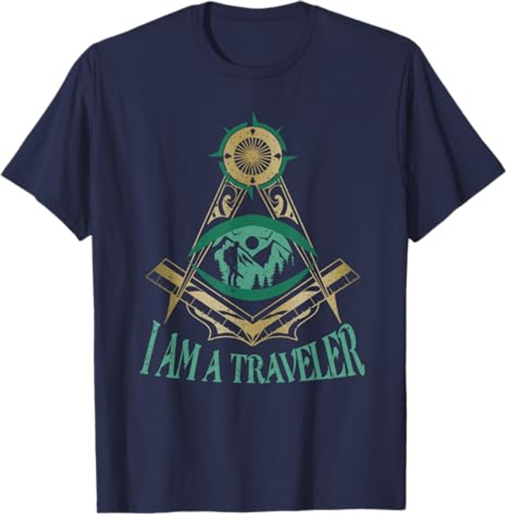 Masonic Freemasonry Fraternal Square Compass I Am A Traveler T-Shirt