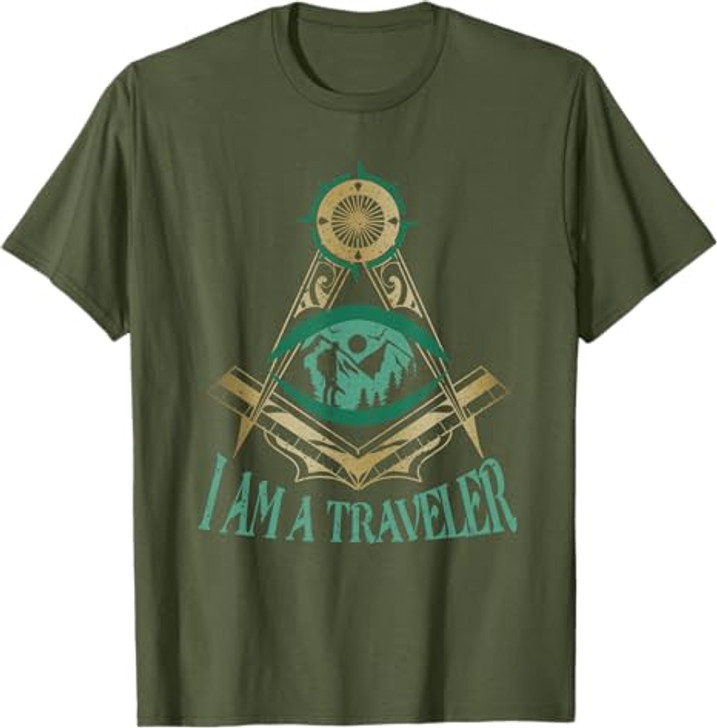 Masonic Freemasonry Fraternal Square Compass I Am A Traveler T-Shirt