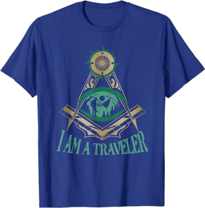 Masonic Freemasonry Fraternal Square Compass I Am A Traveler T-Shirt