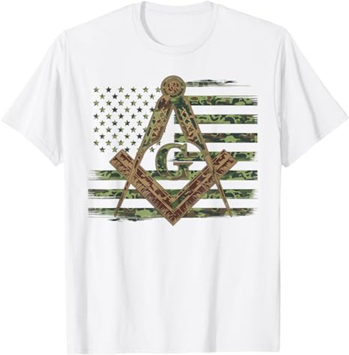 American Camo Flag Mason Masonic Camo Freemason T-Shirt