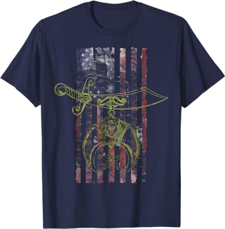 Shriner Masonic Patriotic American Flag T-shirt
