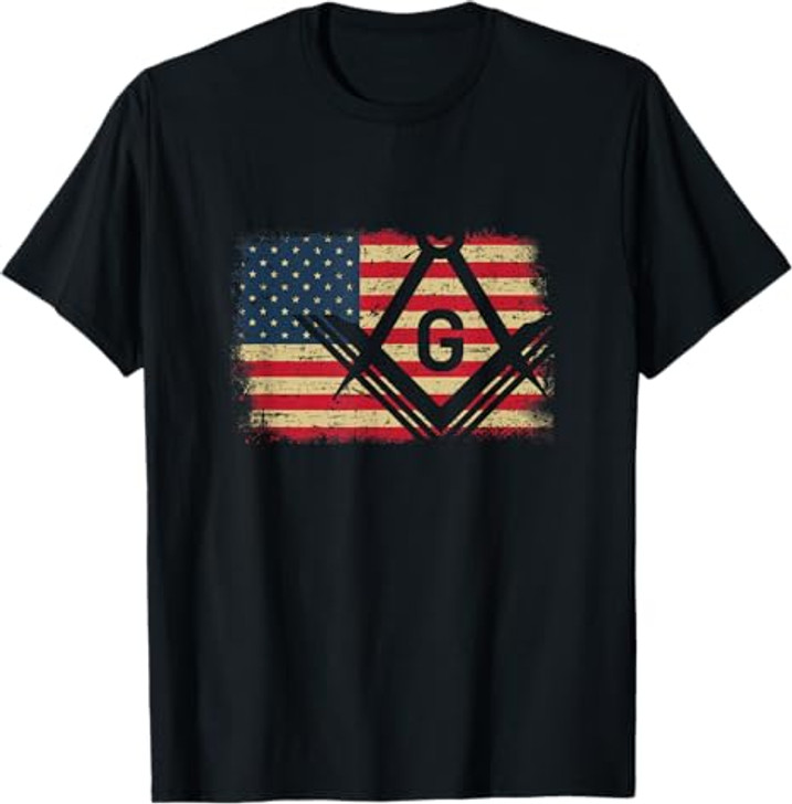 Freemason USA American Flag Freemasonry 4th of July T-Shirt