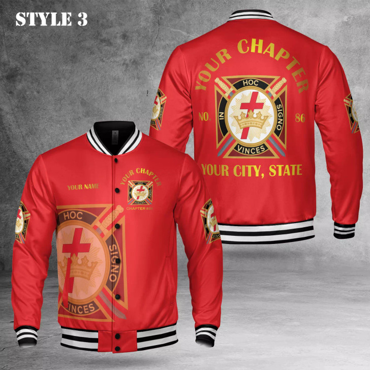 Personalized Name Masonic Knights Templar Freemasonry 3D Baseball Jacket S-5XL