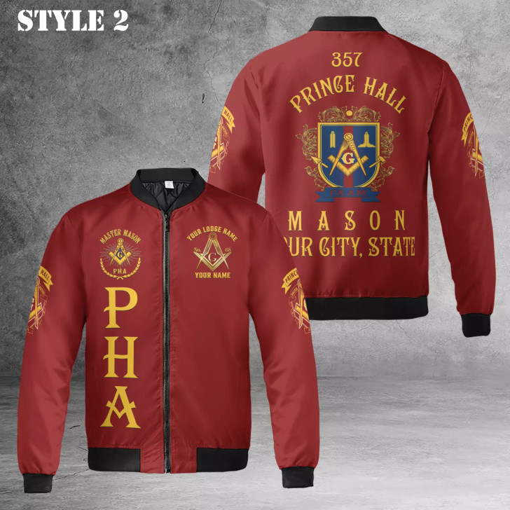 Custom Name Freemasonry 357 Prince Hall Mason 3D Bomber Jacket S-5XL