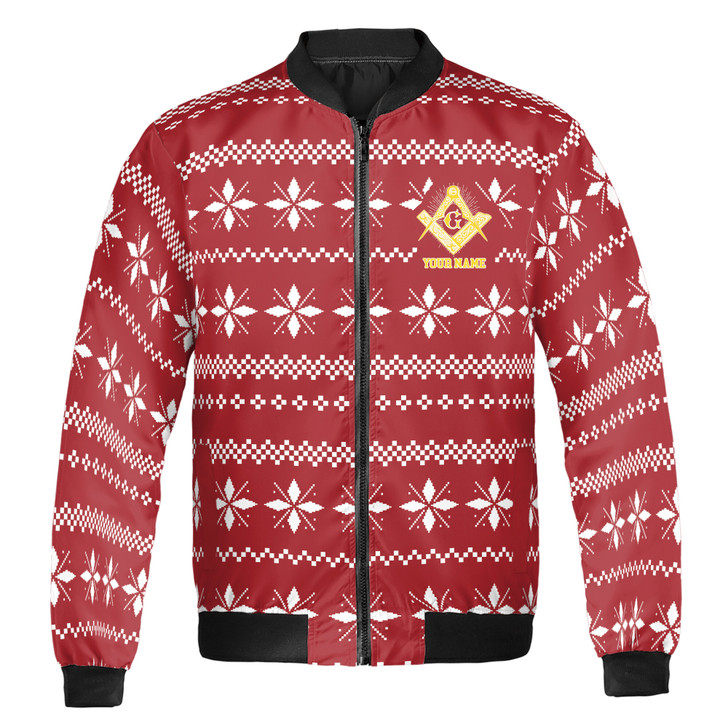 Personalized Freemasonry It's Winter Time Masonic Red Bomber Jacket S-5XL