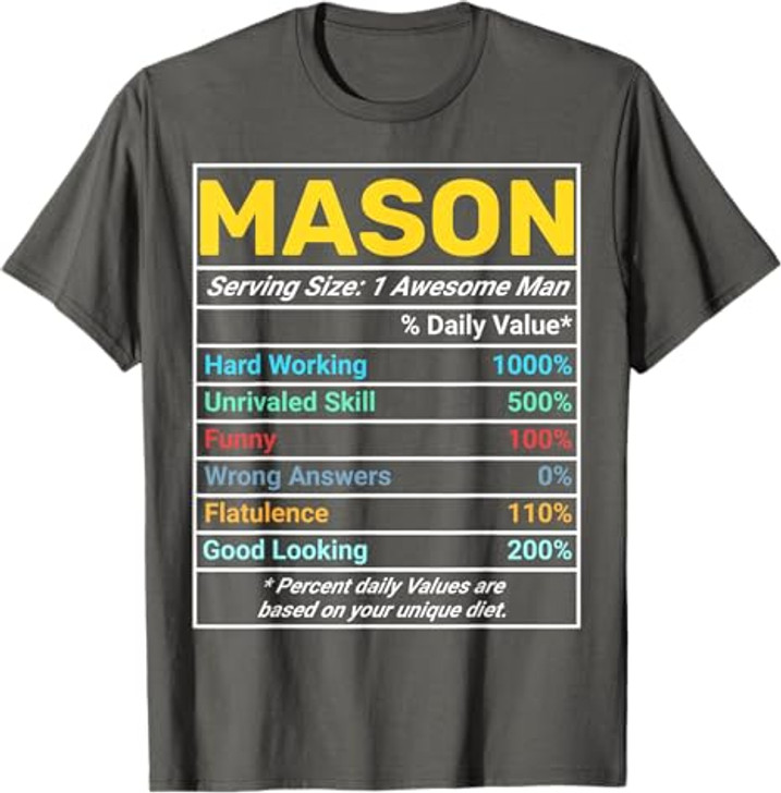 Mason Nutrition Facts Awesome Man T-Shirt