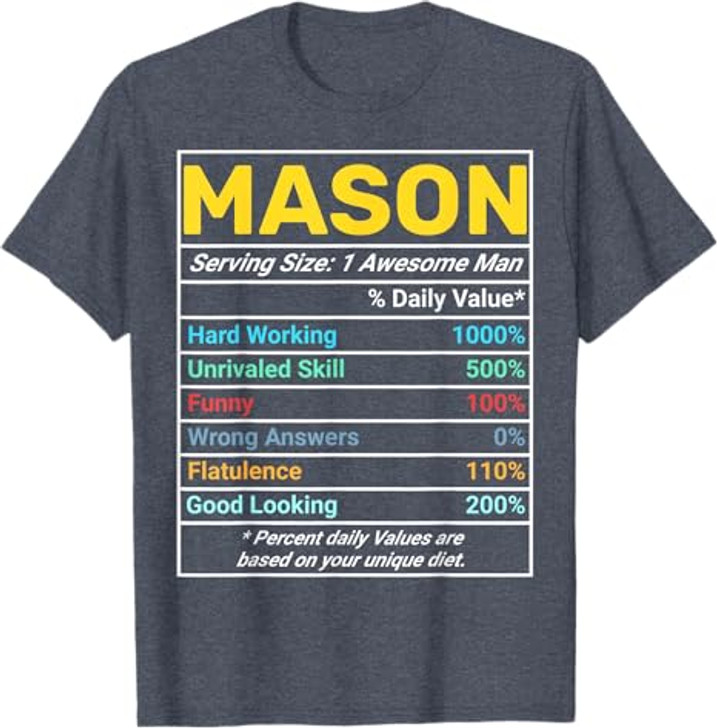 Mason Nutrition Facts Awesome Man T-Shirt