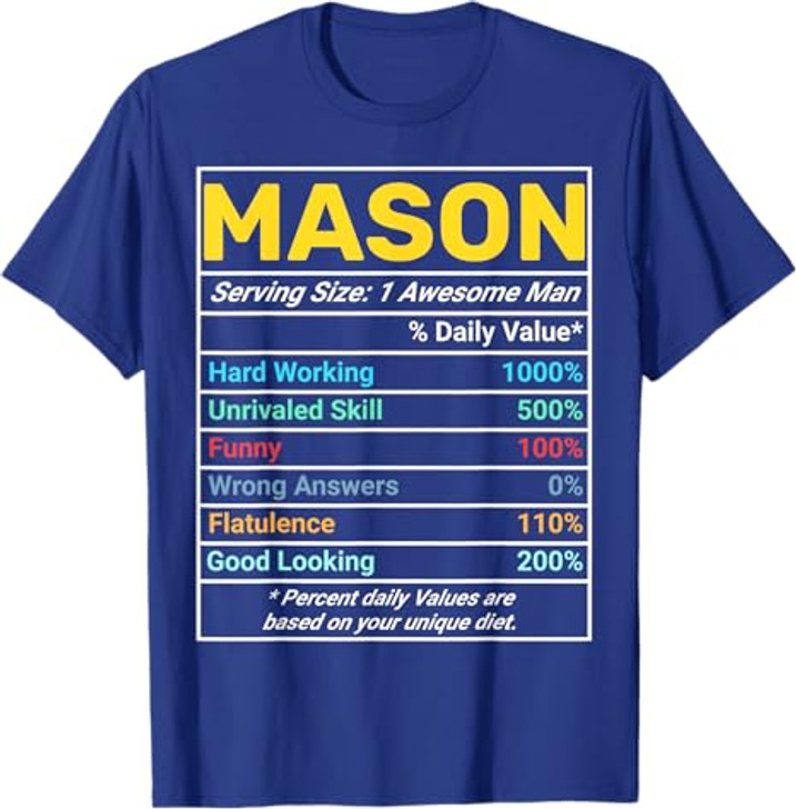 Mason Nutrition Facts Awesome Man T-Shirt
